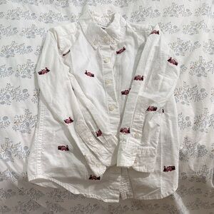 Janie and Jack White Button Down Shirt with Red Accents
